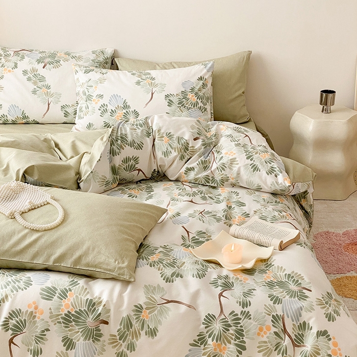 91家纺网 家纺一手货源 找家纺 宜家坊 2024新款全棉喷气13070小清新印花四件套-拍摄一 萝樱