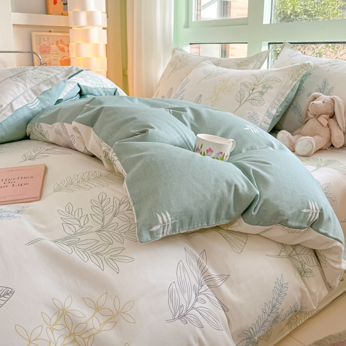 91家纺网 家纺一手货源 找家纺 菲梵家纺 2025新款喷气小清新全棉印花单品被套（预留缩水） 春风沐歌