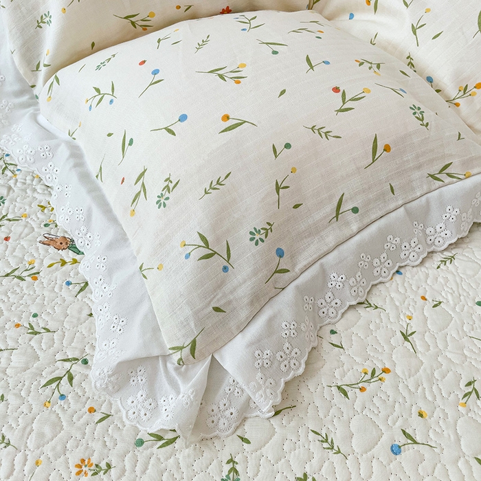 91家纺网 家纺一手货源 找家纺 羽爱家纺 2024新款A类双层纱棉花芯床盖套件 森林兔