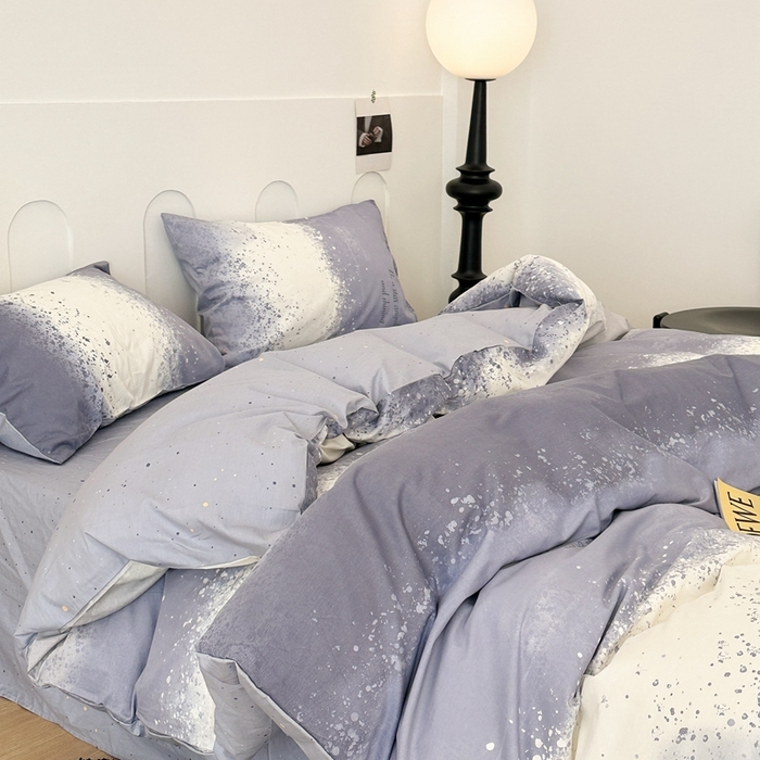 91家纺网 家纺一手货源 找家纺 昔可家纺 2024新款全棉印花星河渐变系列四件套 蓝灰星河