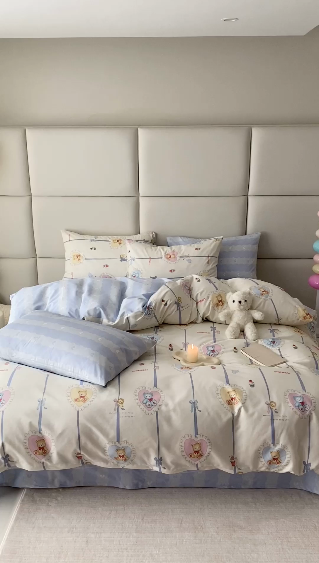 91家纺网 家纺一手货源 找家纺 宜家坊 2024新款全棉喷气13070小清新印花四件套-拍摄一 熊美眉