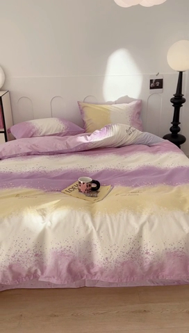 91家纺网 家纺一手货源 找家纺 昔可家纺 2024新款全棉印花星河渐变系列四件套 紫色星河