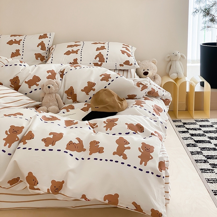 91家纺网 家纺一手货源 找家纺 宜家坊 2024新款全棉喷气13070小清新印花四件套-拍摄一 喜瓜瓜