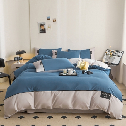 91家纺网 家纺一手货源 找家纺 （总）麦空 2025新款亲肤磨毛水洗棉刺绣四件套-曲奇