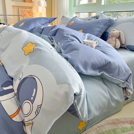 91家纺网 家纺一手货源 找家纺 （总）菲梵家纺 2025新款喷气小清新全棉印花四件套（预留缩水）