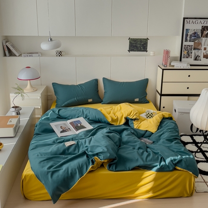 91家纺网 家纺一手货源 找家纺 （总）蓝淋 2024新春款日式简约婴儿可以啃咬的超柔混搭水洗棉四件套