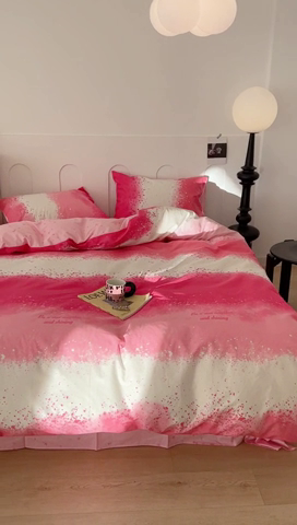 91家纺网 家纺一手货源 找家纺 昔可家纺 2024新款全棉印花星河渐变系列四件套 粉星河