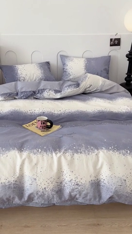 91家纺网 家纺一手货源 找家纺 昔可家纺 2024新款全棉印花星河渐变系列四件套 蓝灰星河