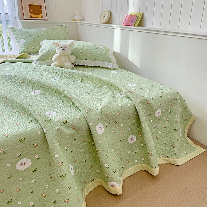 91家纺网 家纺一手货源 找家纺 羽爱家纺 2024新款A类双层纱棉花芯床盖套件 小绵羊