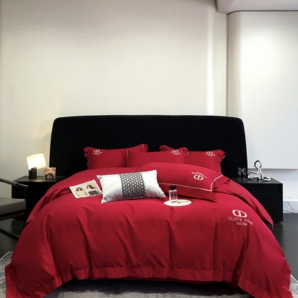 若未家居 2025新款50SCR长绒棉四件套-绮洛 绮洛-贵族红