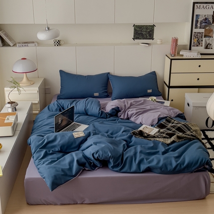 91家纺网 家纺一手货源 找家纺 （总）蓝淋 2024新春款日式简约婴儿可以啃咬的超柔混搭水洗棉四件套