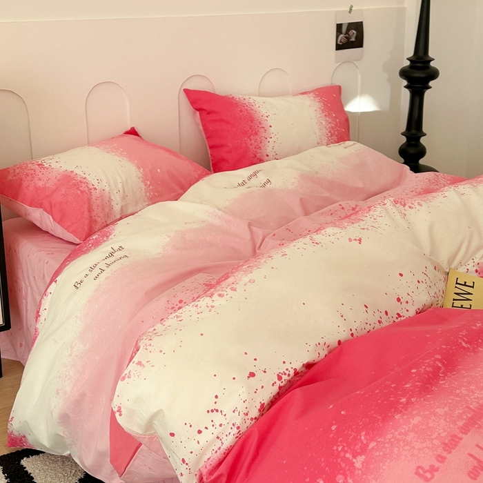 91家纺网 家纺一手货源 找家纺 昔可家纺 2024新款全棉印花星河渐变系列四件套 粉星河