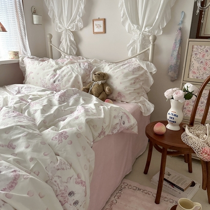 91家纺网 家纺一手货源 找家纺 （总）恋恋三季 2024新款春季限定40支数码花边四件套少女心系列