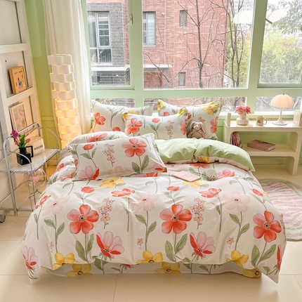 91家纺网 家纺一手货源 找家纺 菲梵家纺 2025新款喷气小清新全棉印花单品被套（预留缩水） 春日花香