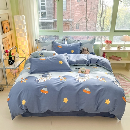 91家纺网 家纺一手货源 找家纺 菲梵家纺 2025新款喷气小清新全棉印花单品被套（预留缩水） 太空漫步
