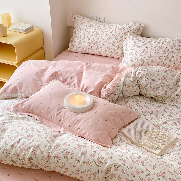 91家纺网 家纺一手货源 找家纺 宜家坊 2024新款全棉喷气13070小清新印花四件套-拍摄一 点点