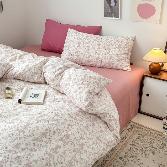 91家纺网 家纺一手货源 找家纺 优彩 2025新款全棉双层纱四件套 落山秋