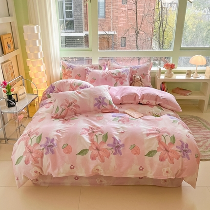 91家纺网 家纺一手货源 找家纺 菲梵家纺 2025新款喷气小清新全棉印花单品被套（预留缩水） 兰若幽香