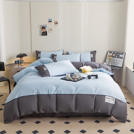 91家纺网 家纺一手货源 找家纺 （总）麦空 2025新款亲肤磨毛水洗棉刺绣四件套-曲奇