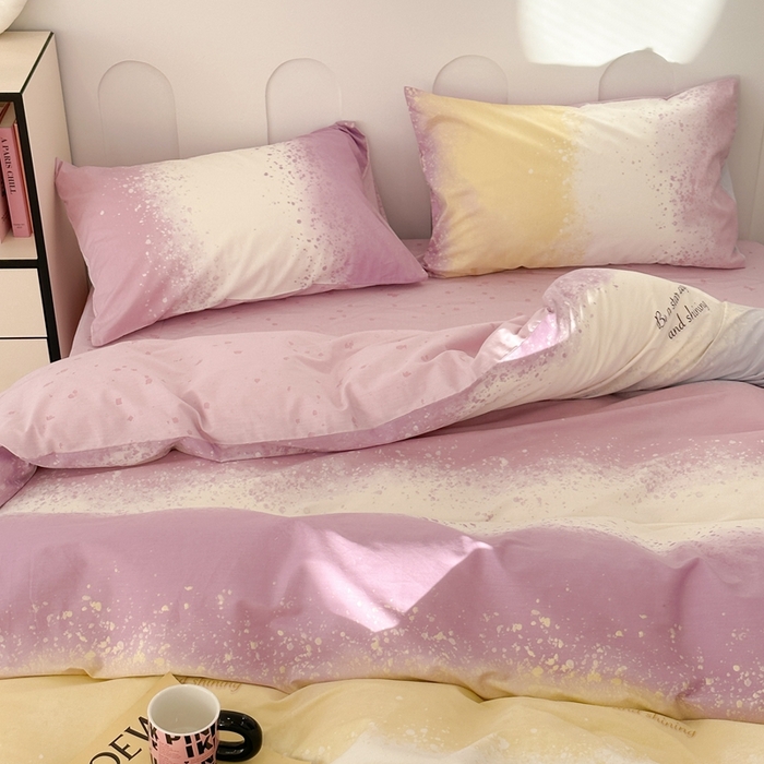 91家纺网 家纺一手货源 找家纺 昔可家纺 2024新款全棉印花星河渐变系列四件套 紫色星河