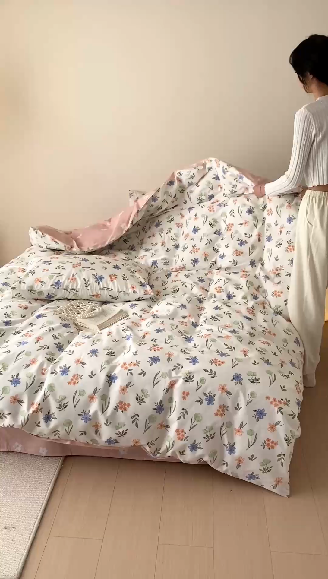 91家纺网 家纺一手货源 找家纺 （总）宜家坊 2024新款全棉喷气13070小清新印花四件套-拍摄一
