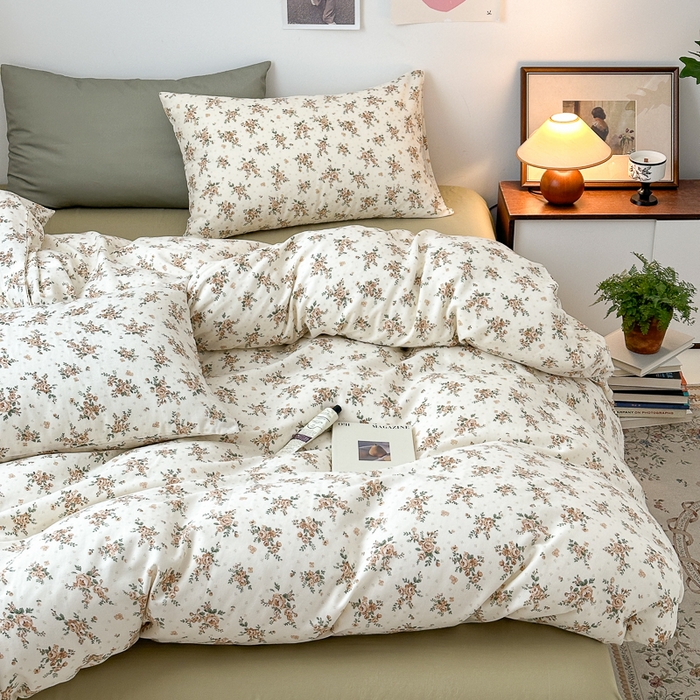 91家纺网 家纺一手货源 找家纺 优彩 2025新款全棉双层纱四件套 萝蔓