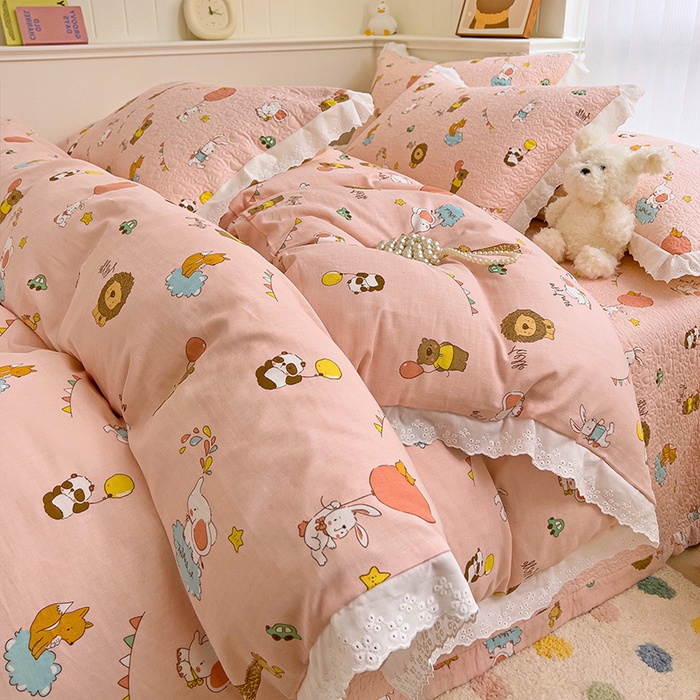 91家纺网 家纺一手货源 找家纺 （总）羽爱家纺 2024新款A类双层纱棉花芯床盖套件