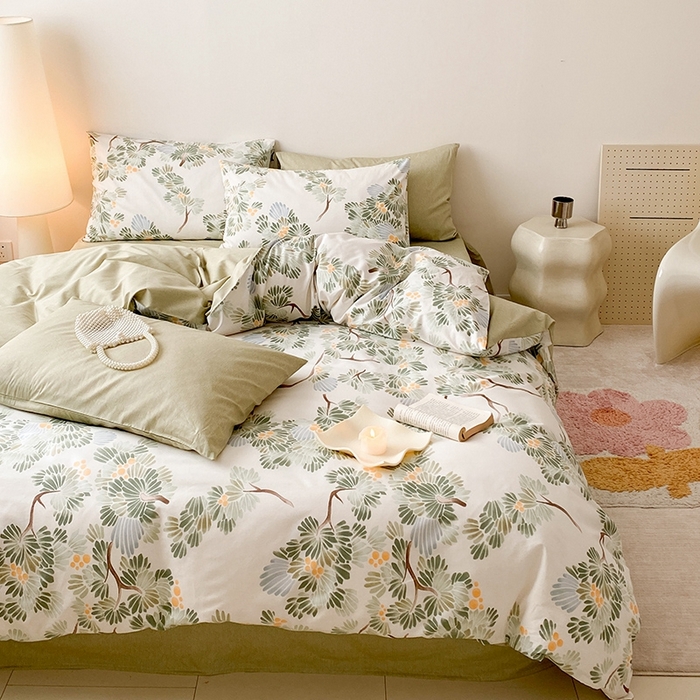 91家纺网 家纺一手货源 找家纺 宜家坊 2024新款全棉喷气13070小清新印花四件套-拍摄一 萝樱