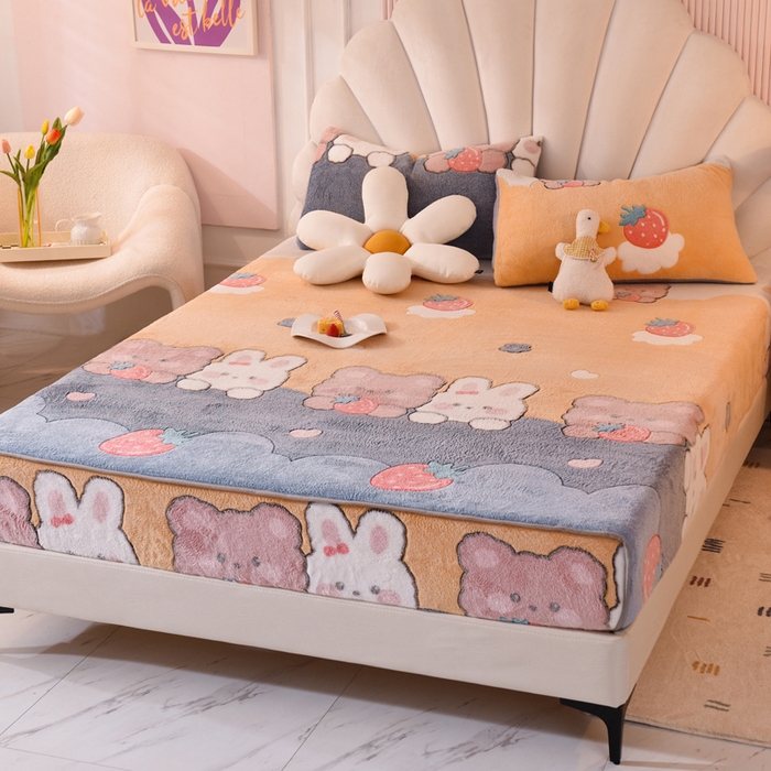 91家纺网 家纺一手货源 找家纺 (总) 慕梵 2025雪花绒印花卡通床笠牛奶绒珊瑚绒床罩