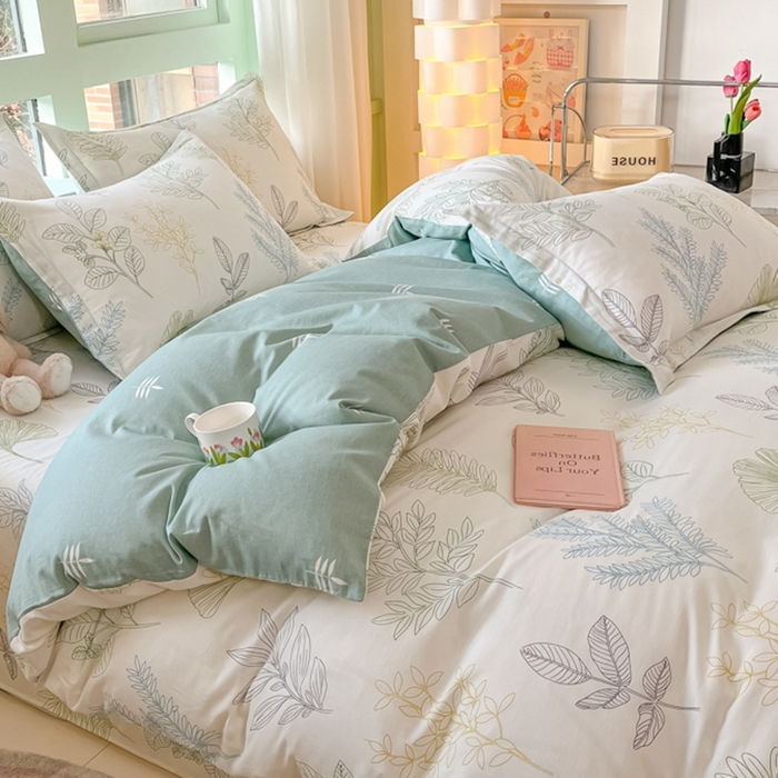 91家纺网 家纺一手货源 找家纺 菲梵家纺 2025新款喷气小清新全棉印花单品被套（预留缩水） 春风沐歌