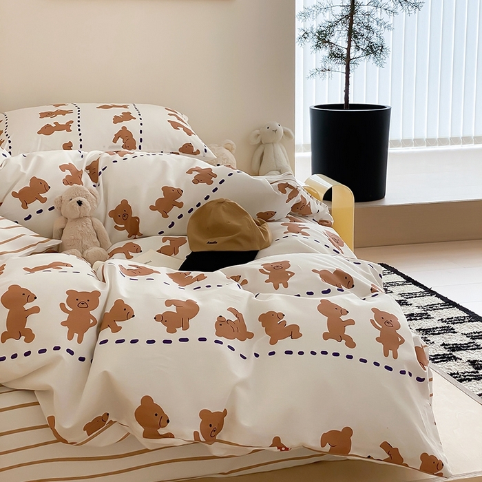 91家纺网 家纺一手货源 找家纺 宜家坊 2024新款全棉喷气13070小清新印花四件套-拍摄一 喜瓜瓜