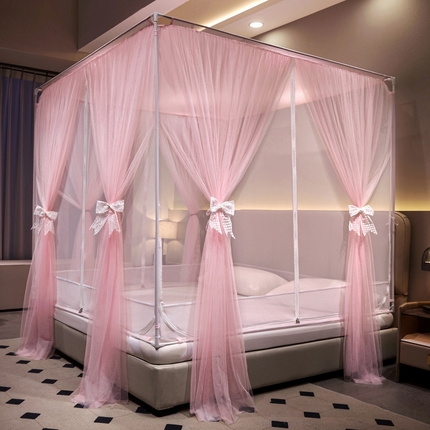 91家纺网 家纺一手货源 找家纺 （总）夏彩 2024新款88586双层带防尘顶床笠式带加固绑带坐床拉链蚊帐