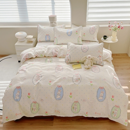 91家纺网 家纺一手货源 找家纺 舒居家纺 2024新款全棉床盖款四件套 纳里庄园