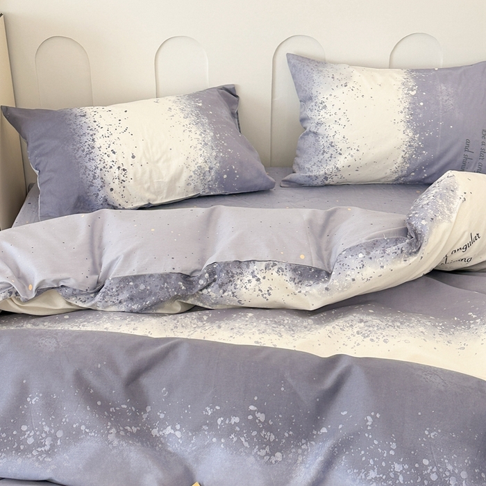 91家纺网 家纺一手货源 找家纺 昔可家纺 2024新款全棉印花星河渐变系列四件套 蓝灰星河