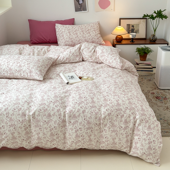 91家纺网 家纺一手货源 找家纺 优彩 2025新款全棉双层纱四件套 落山秋