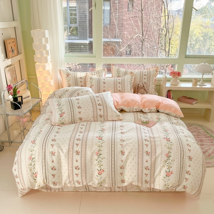 91家纺网 家纺一手货源 找家纺 菲梵家纺 2025新款喷气小清新全棉印花单品被套（预留缩水） 沐春风