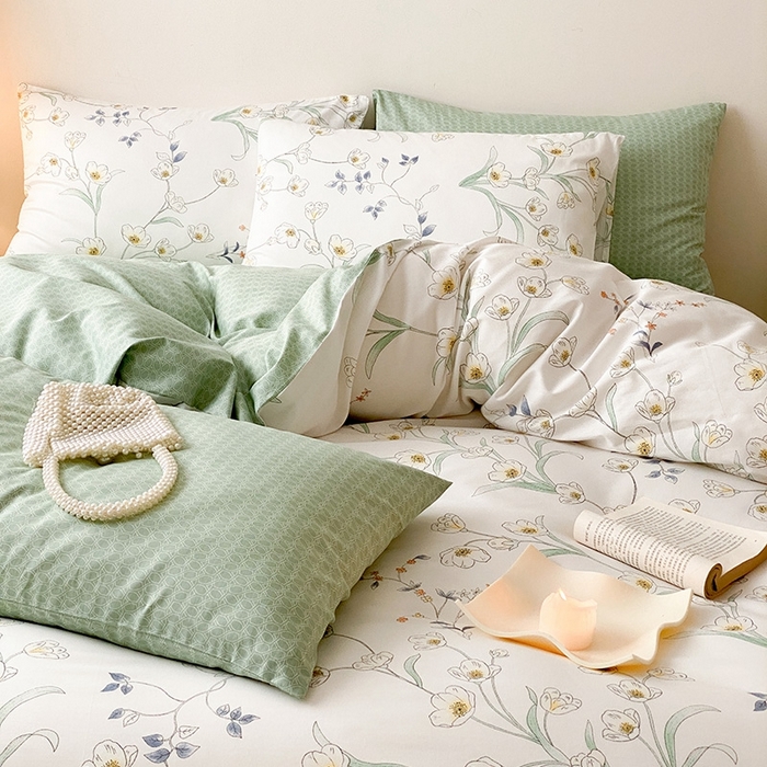 91家纺网 家纺一手货源 找家纺 宜家坊 2024新款全棉喷气13070小清新印花四件套-拍摄一 沁园春