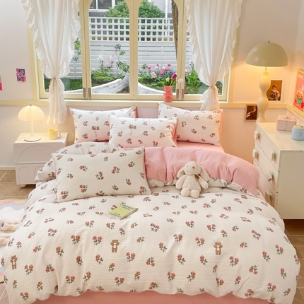 91家纺网 家纺一手货源 找家纺 （总）艺玲家纺 2024新款直播爆款泡泡棉印花四件套