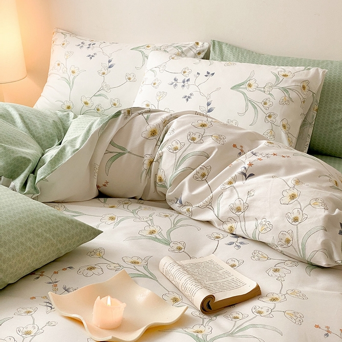 91家纺网 家纺一手货源 找家纺 宜家坊 2024新款全棉喷气13070小清新印花四件套-拍摄一 沁园春