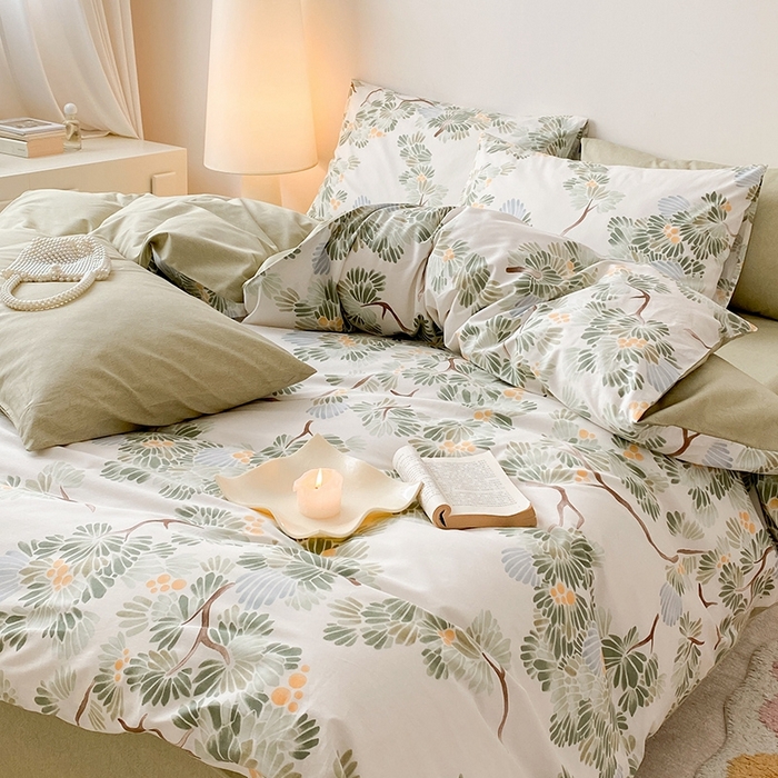 91家纺网 家纺一手货源 找家纺 宜家坊 2024新款全棉喷气13070小清新印花四件套-拍摄一 萝樱