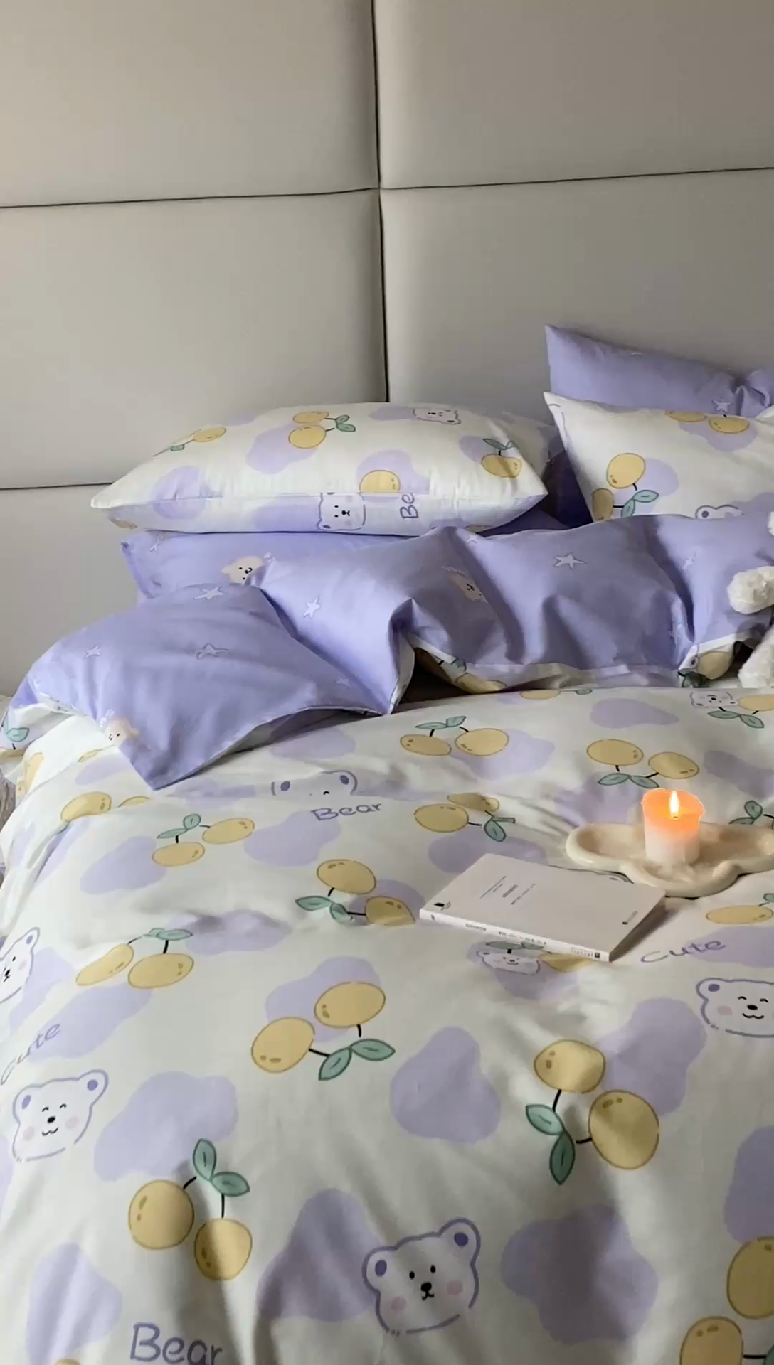 91家纺网 家纺一手货源 找家纺 宜家坊 2024新款全棉喷气13070小清新印花四件套-拍摄一 熊噜噜爱果子