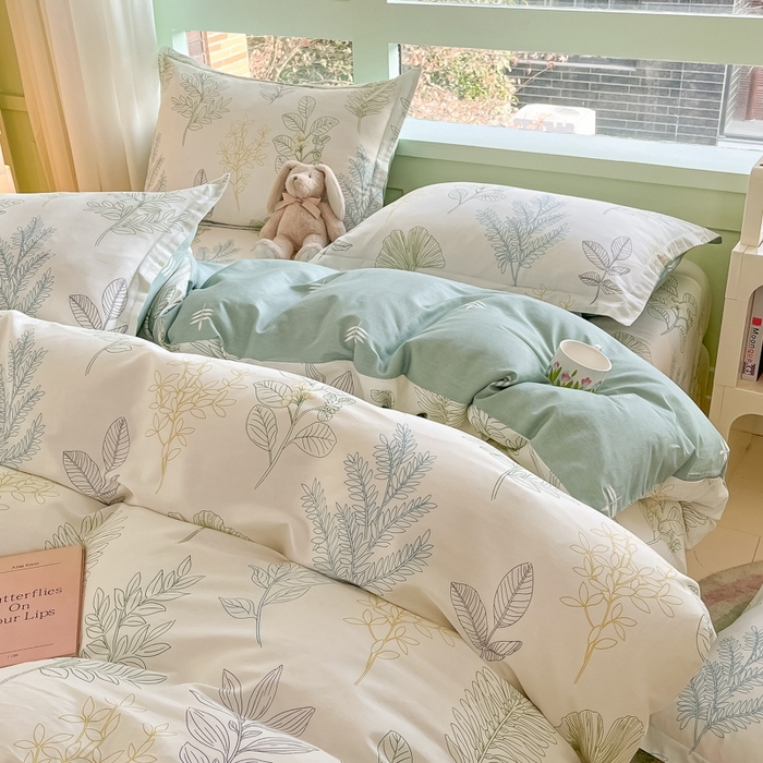 91家纺网 家纺一手货源 找家纺 菲梵家纺 2025新款喷气小清新全棉印花单品被套（预留缩水） 春风沐歌