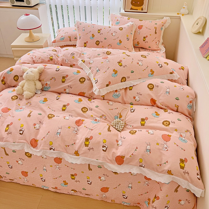 91家纺网 家纺一手货源 找家纺 （总）羽爱家纺 2024新款A类双层纱棉花芯床盖套件