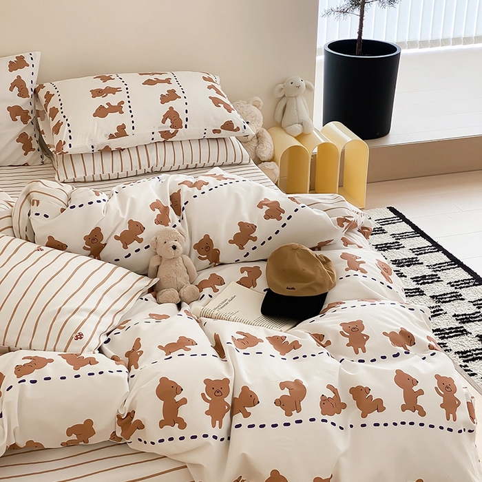 91家纺网 家纺一手货源 找家纺 宜家坊 2024新款全棉喷气13070小清新印花四件套-拍摄一 喜瓜瓜