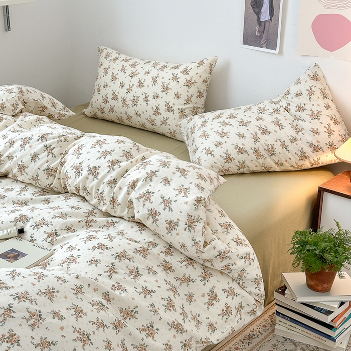 91家纺网 家纺一手货源 找家纺 优彩 2025新款全棉双层纱四件套 萝蔓