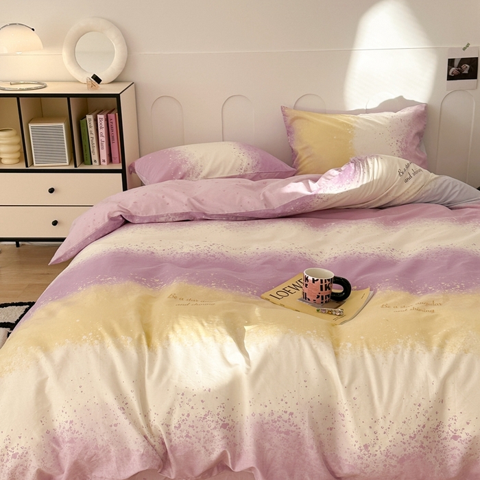 91家纺网 家纺一手货源 找家纺 昔可家纺 2024新款全棉印花星河渐变系列四件套 紫色星河