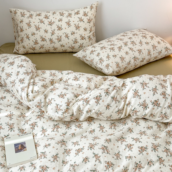 91家纺网 家纺一手货源 找家纺 优彩 2025新款全棉双层纱四件套 萝蔓