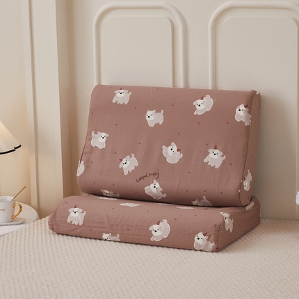 91家纺网 家纺一手货源 找家纺 翎盈家纺 2024新款全棉小清新乳胶枕专用枕套 狗狗派对-咖