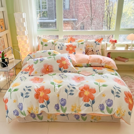 91家纺网 家纺一手货源 找家纺 菲梵家纺 2025新款喷气小清新全棉印花单品被套（预留缩水） 舒雅花园