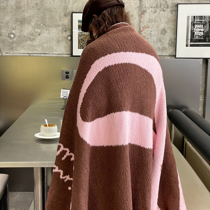 91家纺网 家纺一手货源 找家纺 圆岛家纺 2024新款蝴蝶结系列高品质多功能针织半边绒毛毯 蝴蝶结粉